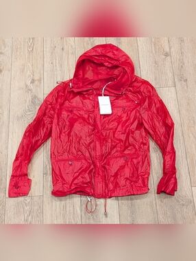 $2600 Mens FERRAGAMO Taffeta Windbreaker Jacket Red 50 US 40